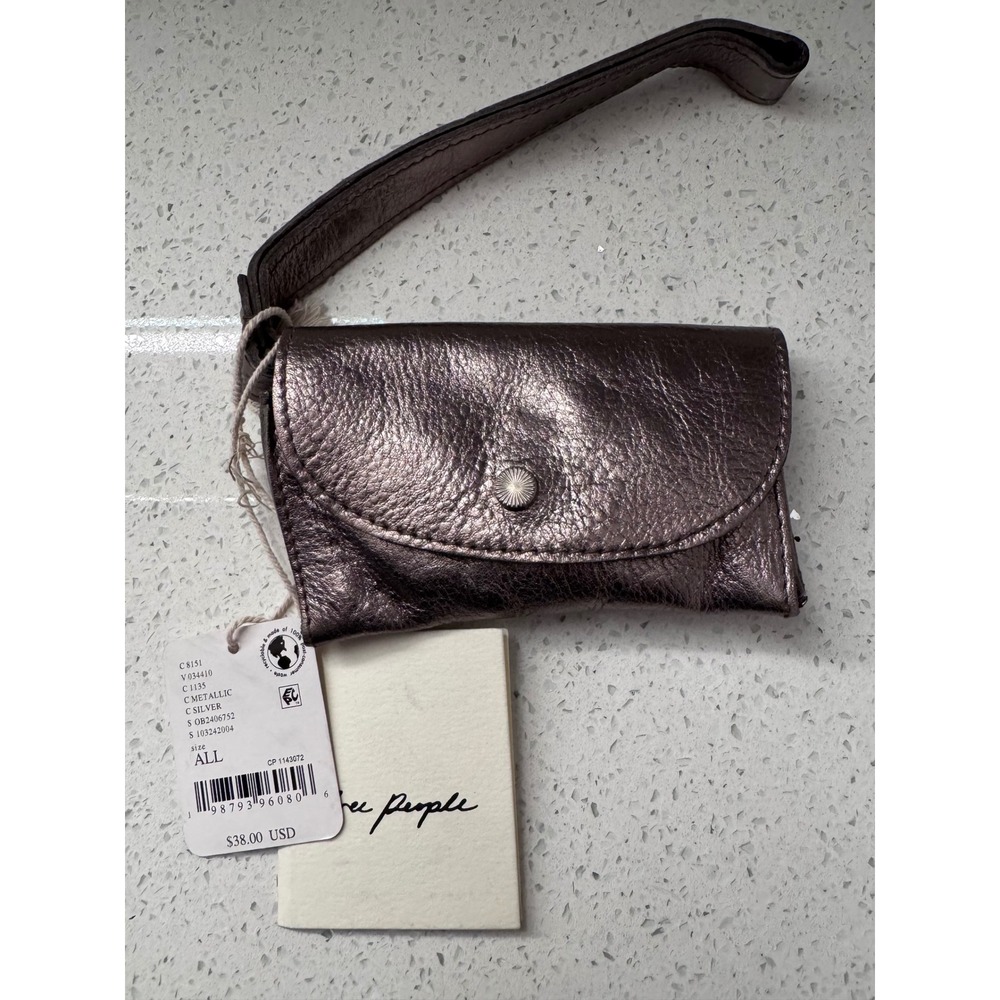 Free People Leather Bag Lanyard Metallic NWT MSRP $38